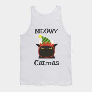 Meowy Catmas. Cute Cat Lover Merry Christmas design. Tank Top